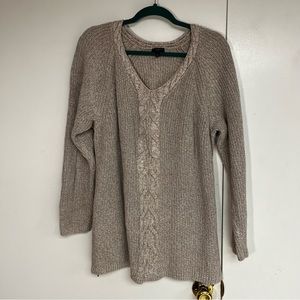 Comfortable Warm Oversized Heathered Tan Sweater, 2XL